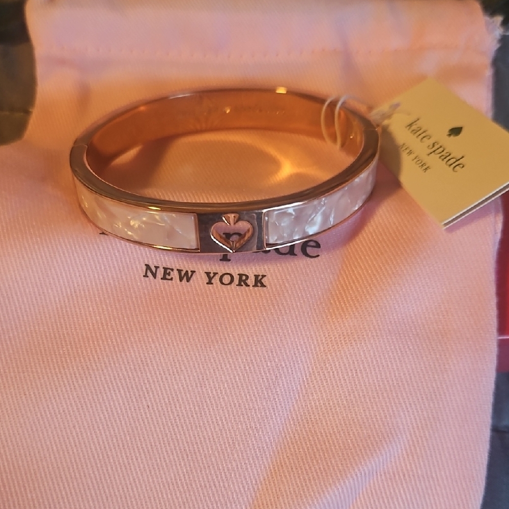 Kate Spade Gold and Cream Heart Bangle
